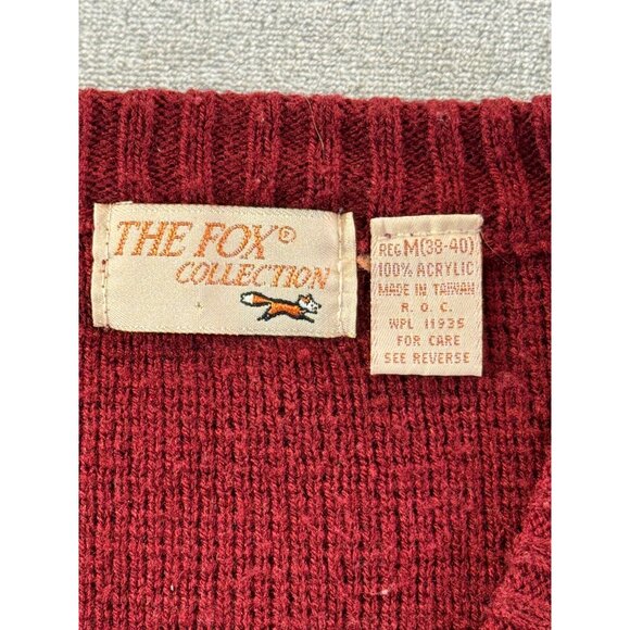 The Fox Collection Vest men's Medium Red Knit Vintage Sweater Vest - Picture 6 of 6